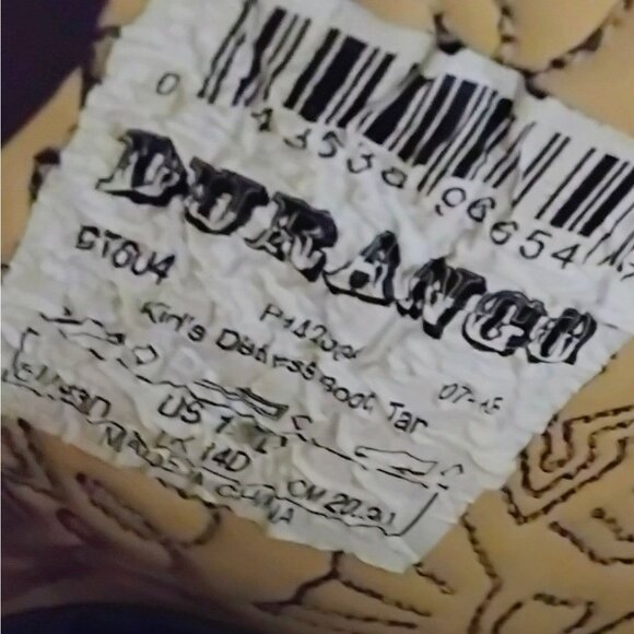 Durango Kids Western Cowboy Boots Size 13 Tan Leather Embroidered Design Durable - Picture 6 of 7